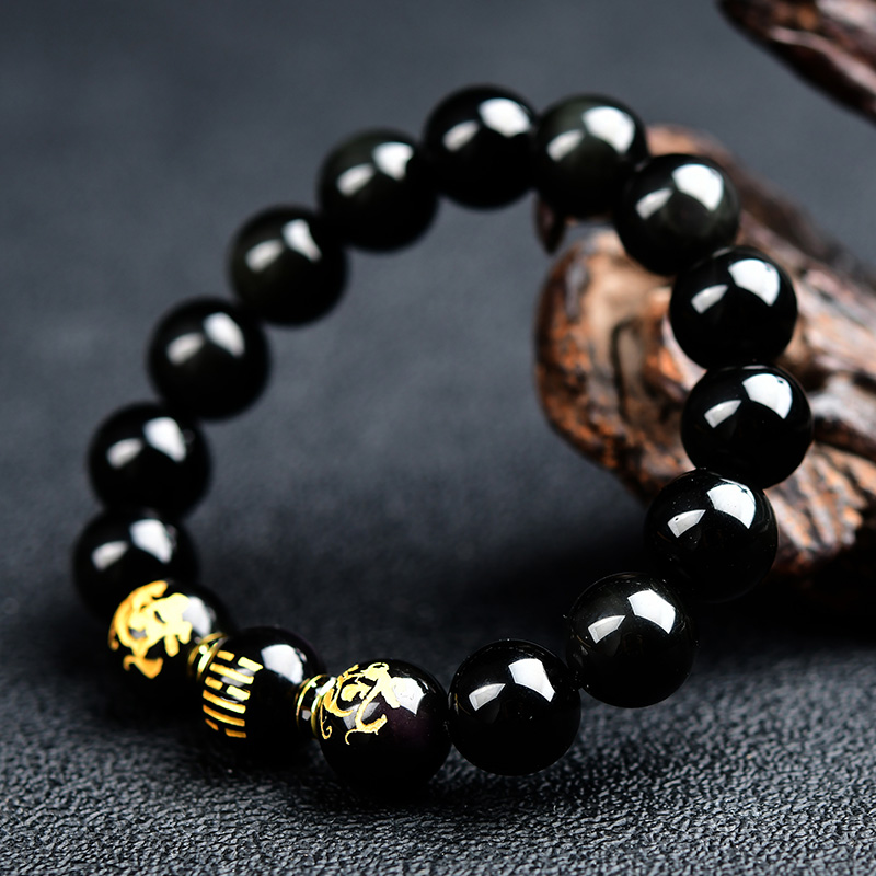 Obsidian five elements of water jewelry black crystal bracelets for men and women