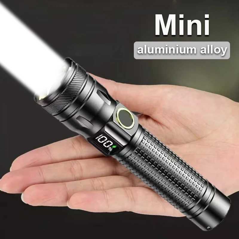 Mini Aluminum Alloy Flashlight USB Rechargeable Strong Torch Light Telescopic Zoom Built-in Battery Outdoor LightingW251106
