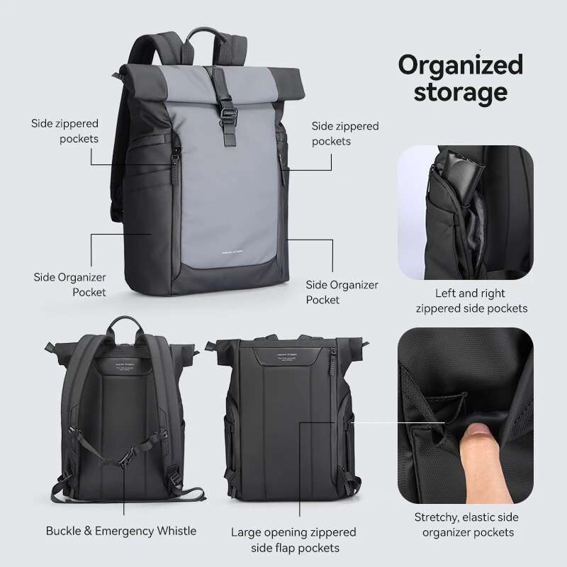 Markryden Dynapack: Multi-Compartment Laptop Bag, Large Capacity, Waterproof, Multifunctional, Expandable Backpack