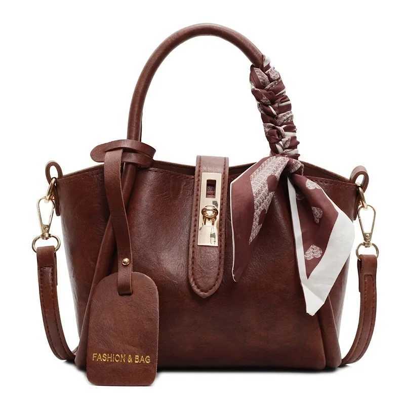 2025 Trend Womens Vegan Leather Handbag with Detachable Scarf Niche Retro Shoulder Bag with Adjustable Strap ElegantW251107