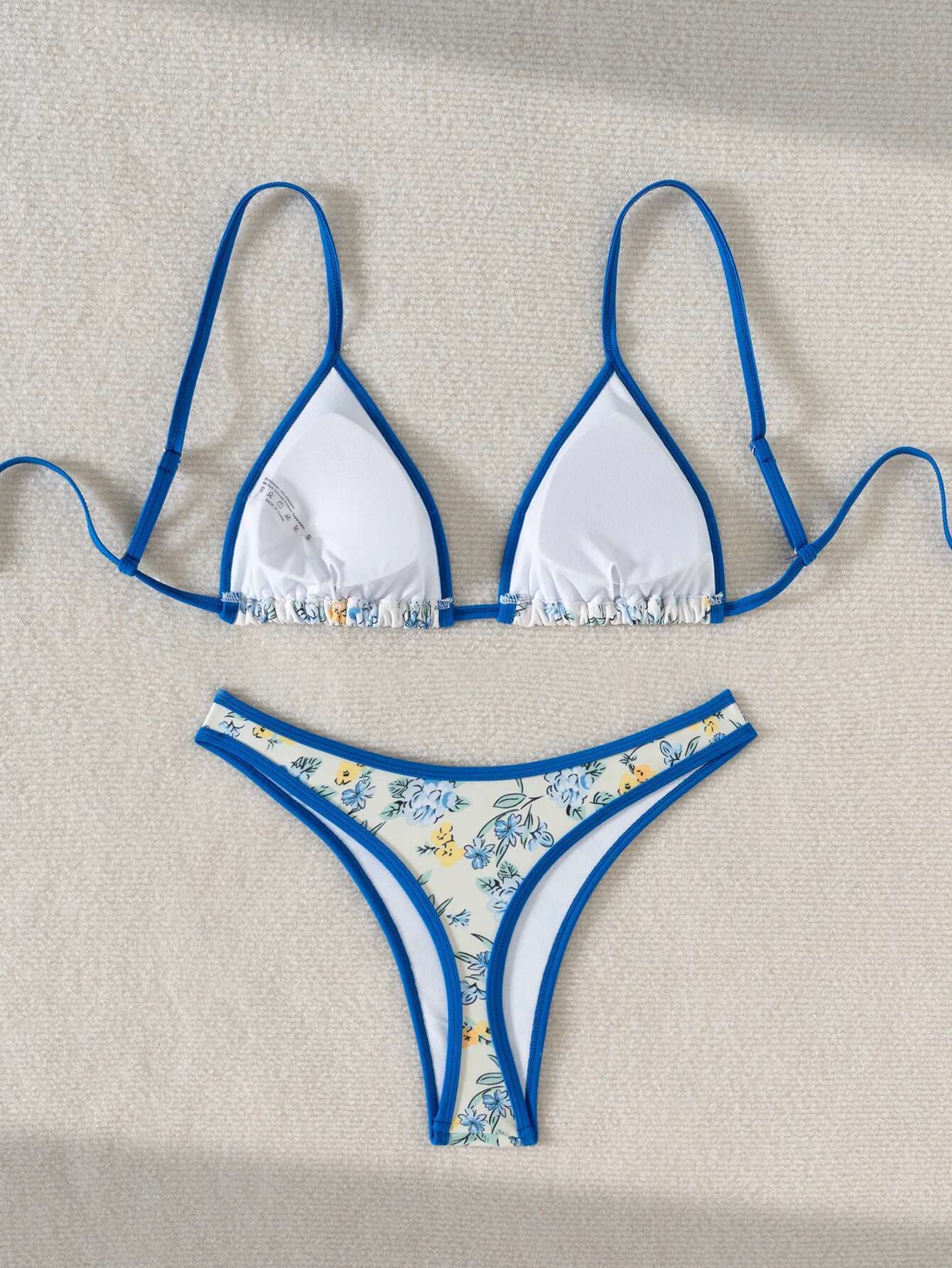 Dongdumaoyi Sexy Micro Bikini Women Blue Floral Print Push Up Thong Swimsuit Brazilian Beach Bathing Suit Holiday Swimwear Biquini