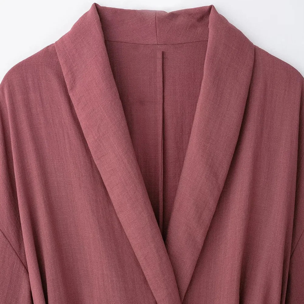 ZBZA Womens Side Tie Kimono Top Mens Set Vneck Long Sleeve Elastic Spring and Summer Casual Chic 250407