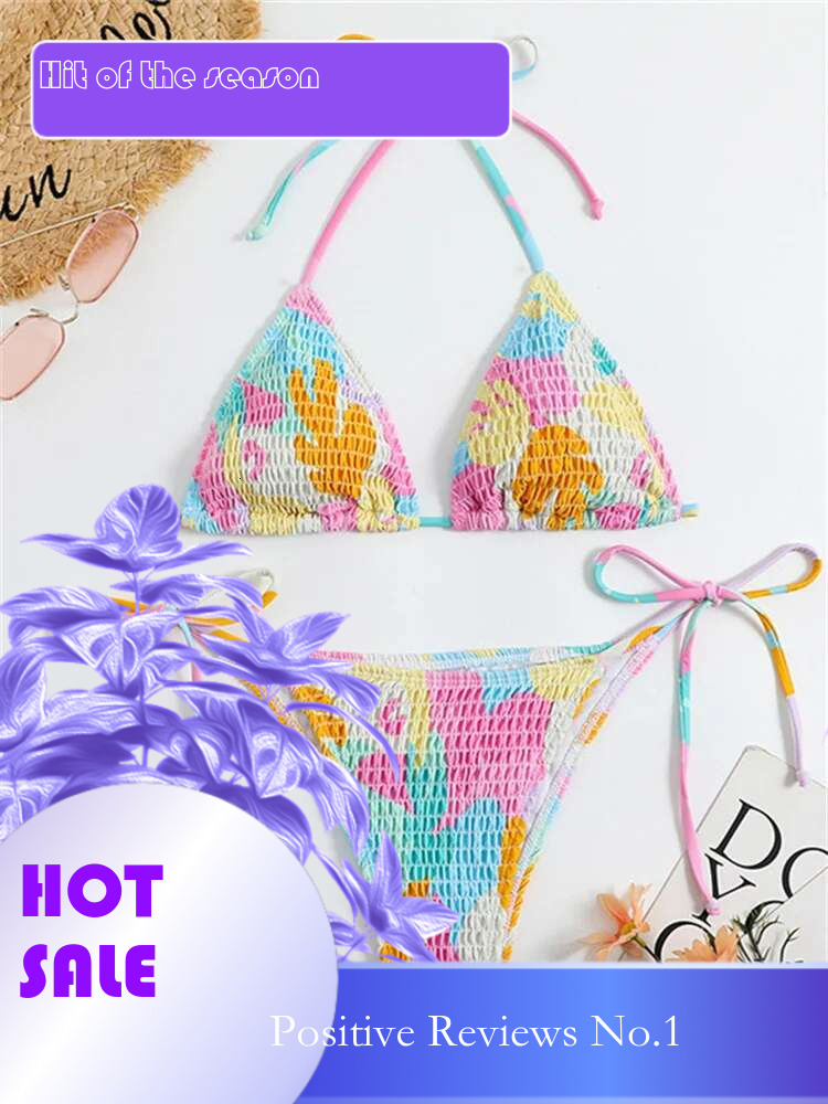 Dongdumaoyi Push Up Sexy Bikinis Women Swimsuit Pink Tie Dye Gradient Pleate Micro Bikini Set Brazilian Bathing Suit Side Thong Swimwear