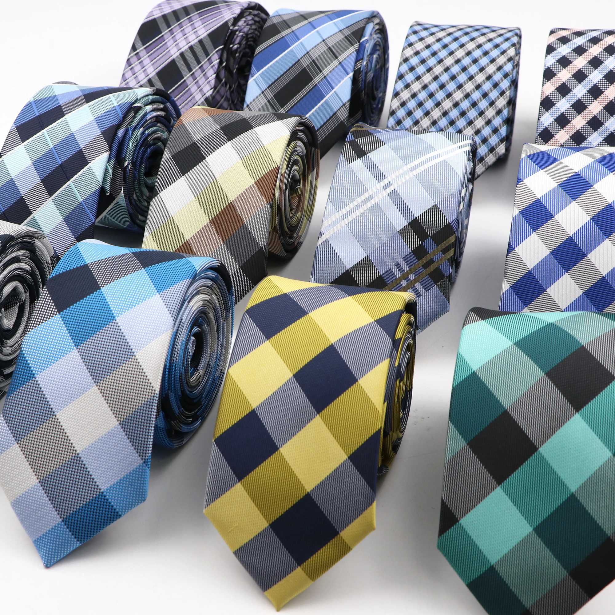 Casual 6cm Mens Plaid Tie New Jacquard Woven Slim Polter Necktie For Business Wedding Accessories Daily Wear Ties Gift X250407