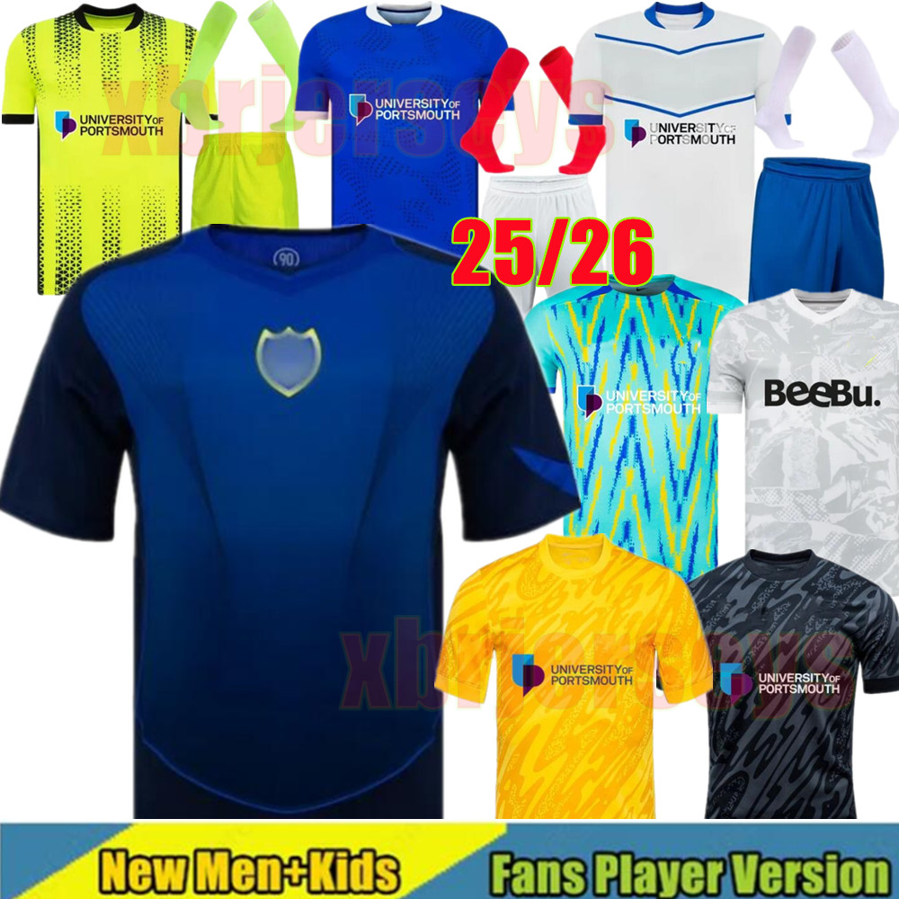 4XL Portsmouth Soccer Jerseys 2025 2026 Portsmouth home away Football SAYDEE BISHOP YENGI SILVERA DOZZELL mens kids uniforms 25 26 Portsmouth Jersey football shirt