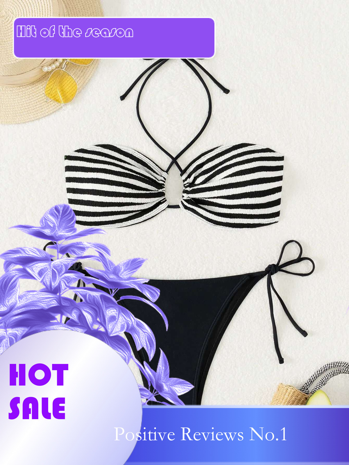 Dongdumaoyi Sexy Black Striped Bikini Mujer Women Halter Cross Pleate Push Up Tie Side Thong Swimsuit Summer Bathing Suit Mini Swimwear