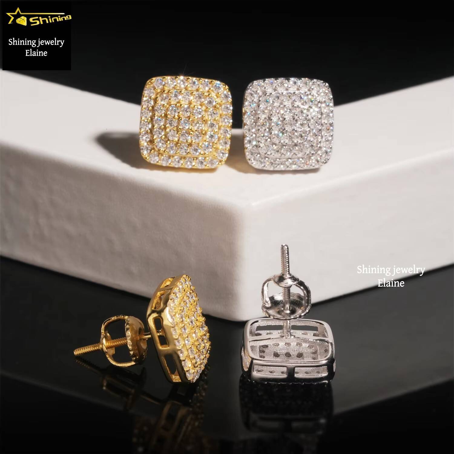 Fashion Hip Hop 10MM Width Sterling Silver 925 Pass Tester Lab Diamond Iced Out D Color VVS Moissanite Fine Jewelry Earrings