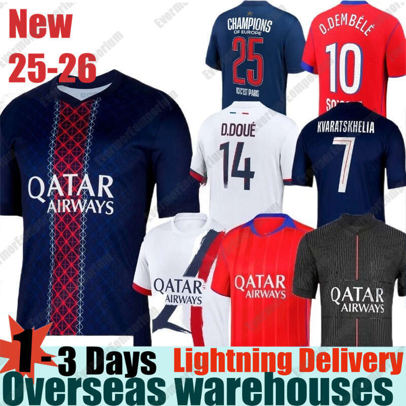 Psges Jersey 25 26 KVARATSKHELIA BARCOLA O.dembele G.RAMOS Kits 2025 Paris St Germain HAKIMI SERGIO Paris Maillot Shirt Men Kids Kit Maillot De Football Shirt