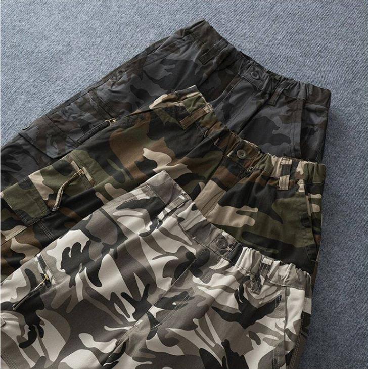 Fashion Camouflage Men's Cargo Pants Cotton Zipper Pocket Big Size Sports Casual Trousers Training Outdoor Hiking Pants Bottoms Plus Size XXXXXL 