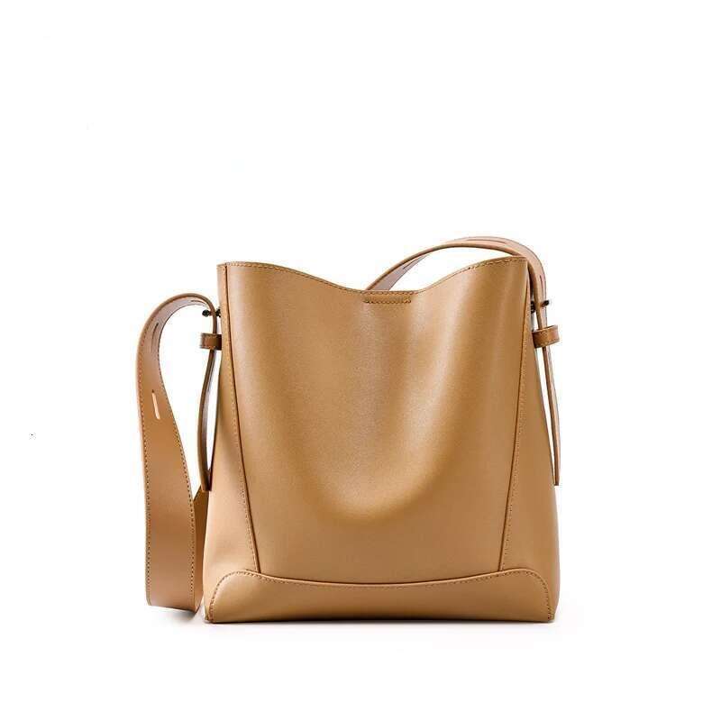 Ladies' Split Leather Bucket Female Commute Shopping Messenger Bags Adjustable Shoulder Strap Women Casual Handbag