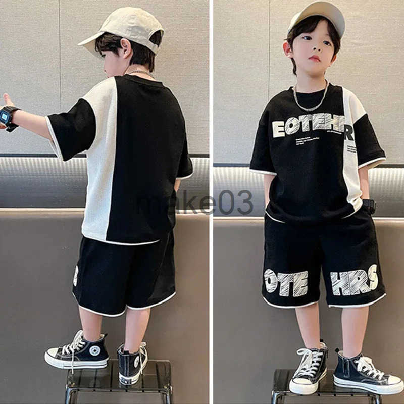 New Summer Teenagers Boys ClothSets Child Fashion Letter Top and Shorts 2PCS Kids Tracksuit 4 5 6 7 8 9 10 12 13 14 Years J250403X21C