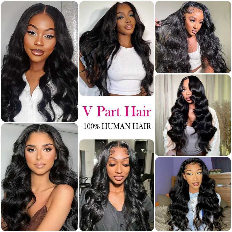 1632 Inch V Part Wig Human Hair Long Body Wave Brazilian Hair Wig For Women 200 Density V Shape Wig Brazilian Hair Wigs W251107