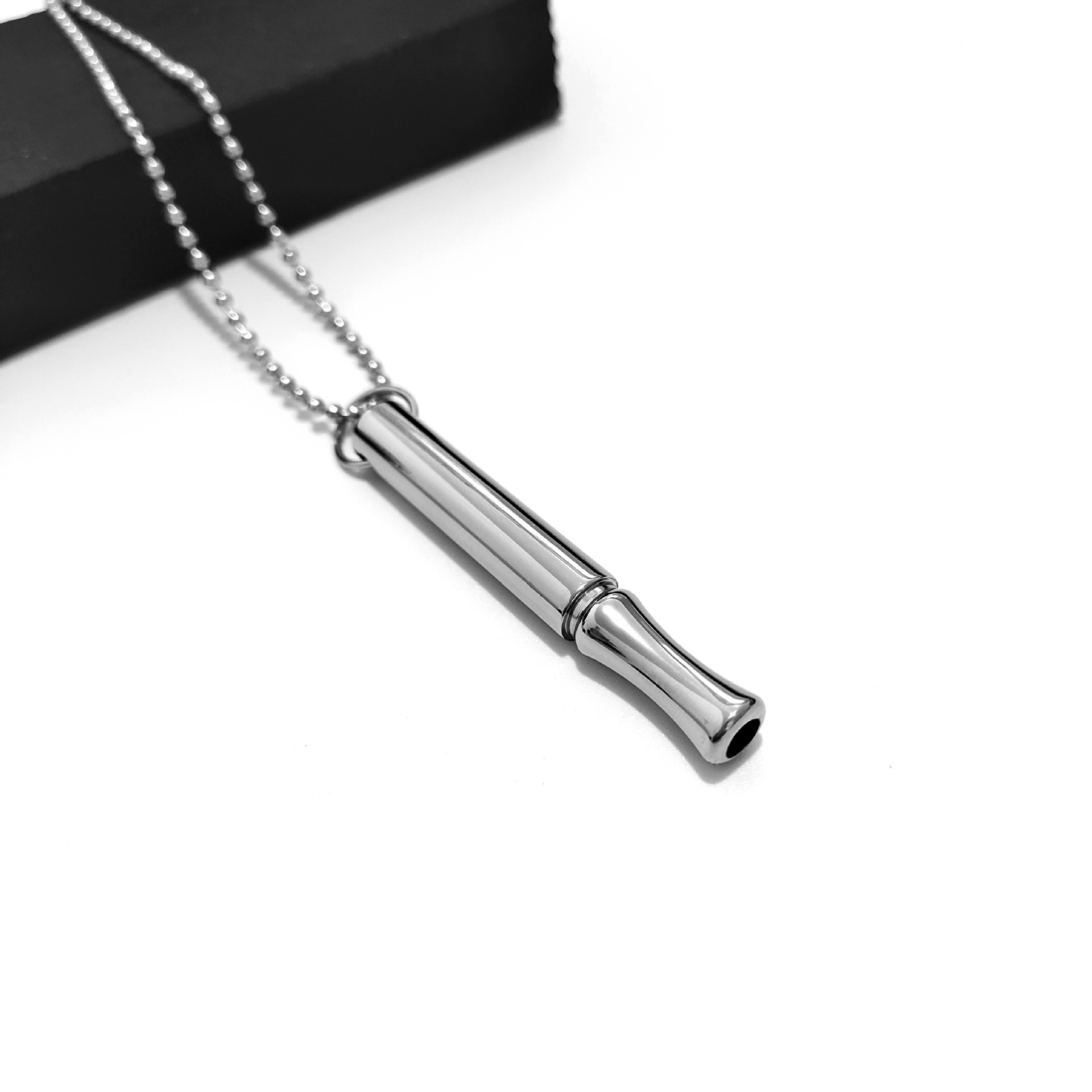 Hot selg titanium steel mindfulness breathing necklace for meditation, calmness, stress relief, fashionable and versatile long pendant