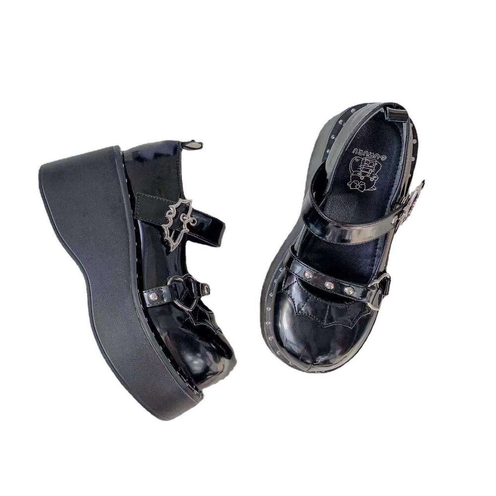 Mary Jane 2022 New Round Toe Thick Sole Large Size British Small Leather Heightened Cake Women's Shoes