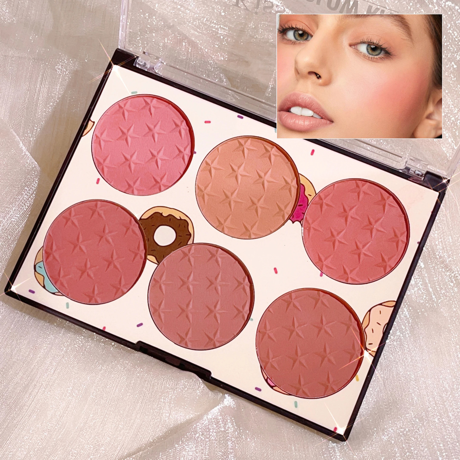 Six color powder blusher durable natural tanning matte pearlescent skin friendly coarse palette 250325