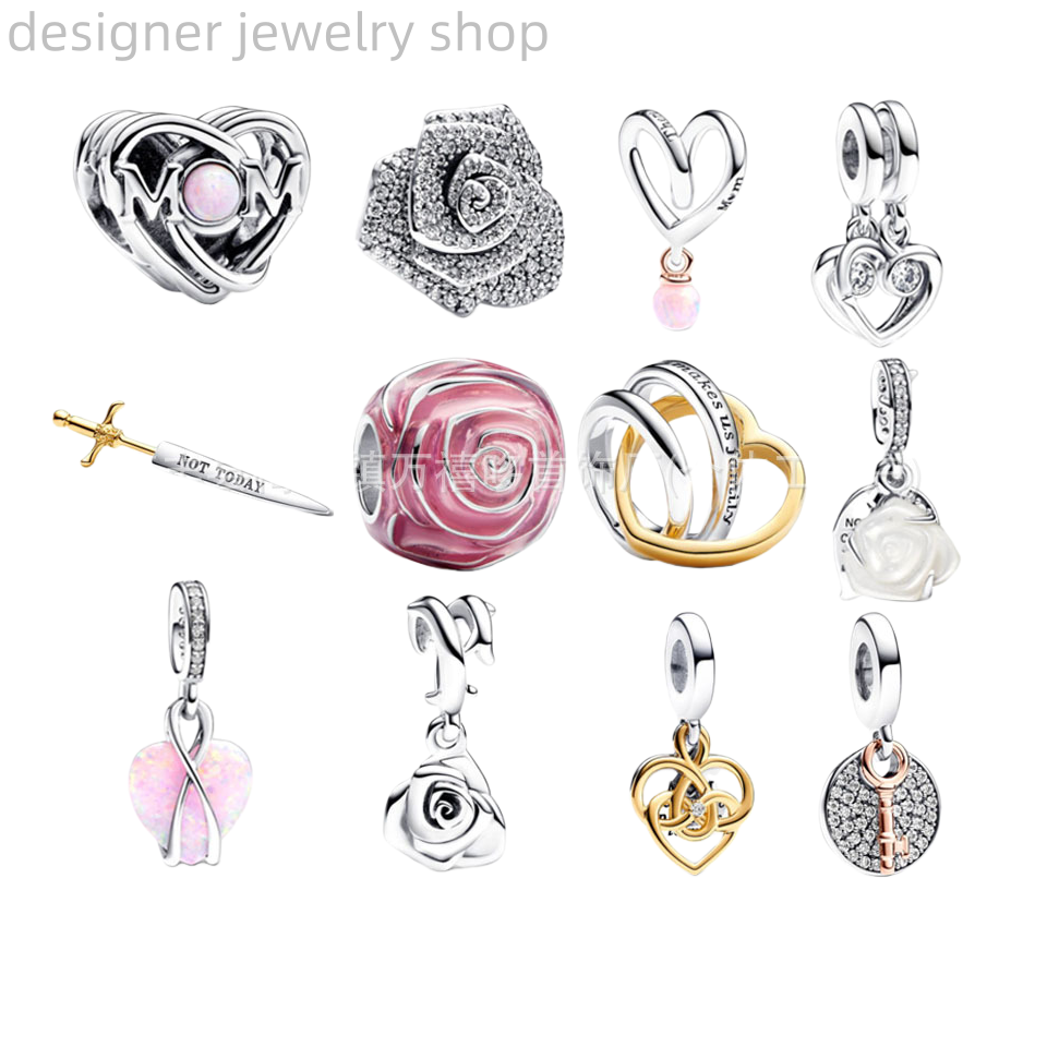 Charms Bracelet Charm Cartoon DIY Bracelet Charm Accessories New Gold Returnee Beads Pink Love Pendant