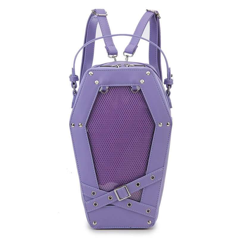 Helloween Goth Coffin Women Backpack Dark Punk Ita Crossblsy Bags For Girls Student Clear Window Black Shoulder Bag Female Purse