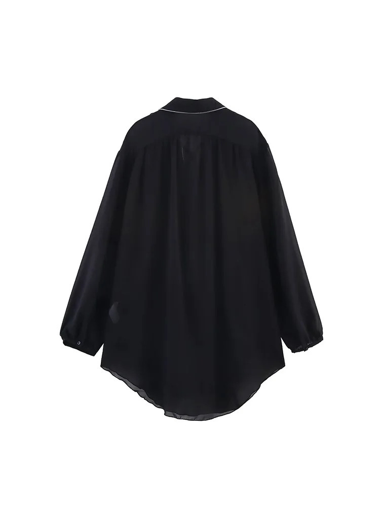 Womens Summer Long Shirt Blouses Toss Smock Fashion Solid Loose Sleeve Elegant Street Thin Top 250407