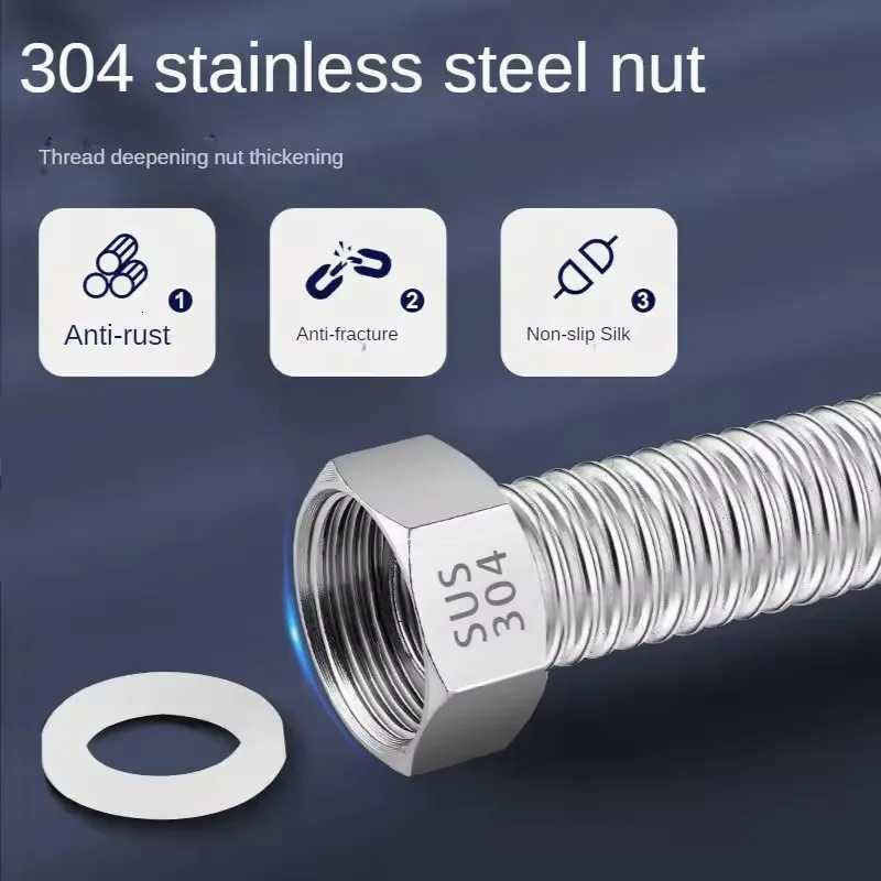 20/40/60/100/150/200cm G1/2 Inch 304 Stainless Steel ible Bellows High Pressure Explosion-proof Hose Cold and Hot Water Pipe Y251107