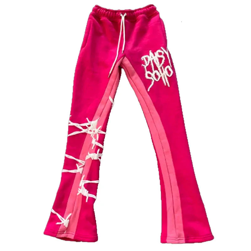 Y2K hiphop European and American trend loose rope sweater letter printing splicing casual high street 250403