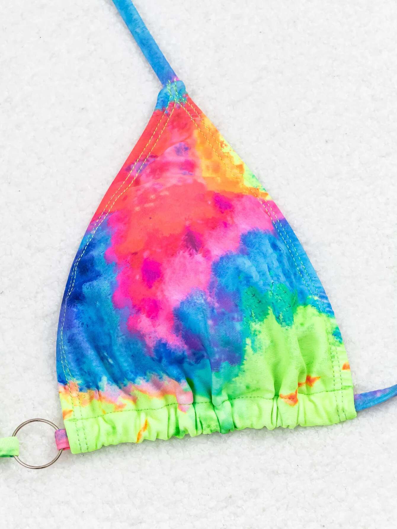 Dongdumaoyi Sexy Green Tie Dye Gradient Bikini Set Women Metal Ring Linked Push Up Thong Swimsuit Beach Bathing Suit Micro Swimwear