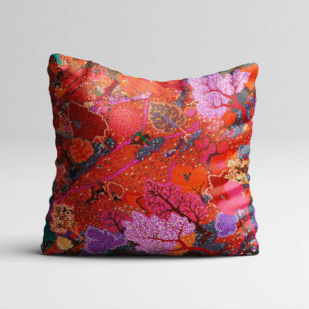 European Style Glossy Korean Woven Bedside Sofa Cushion Cartoon Satin Creative Pillow Print