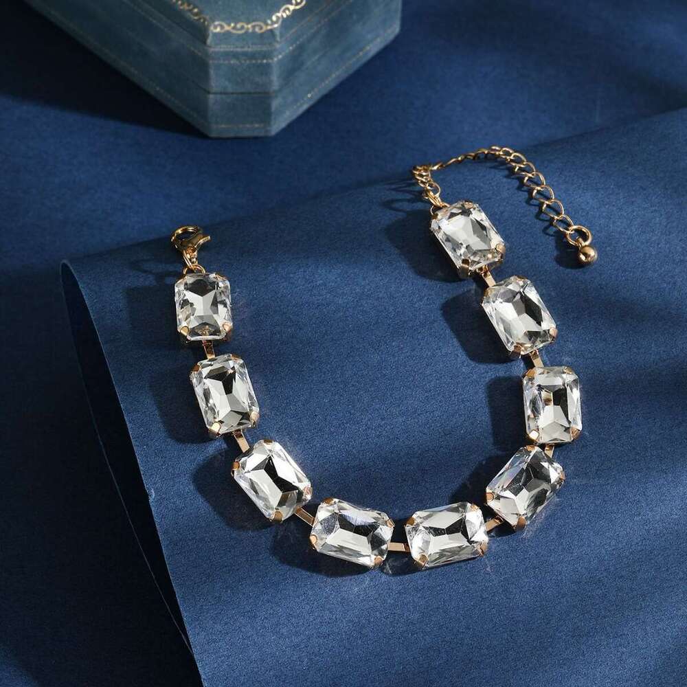 Korean version high-end feeg, compact exquisite large glass, movable lobster buckle chain, exaggerated style men's and women's bracelet