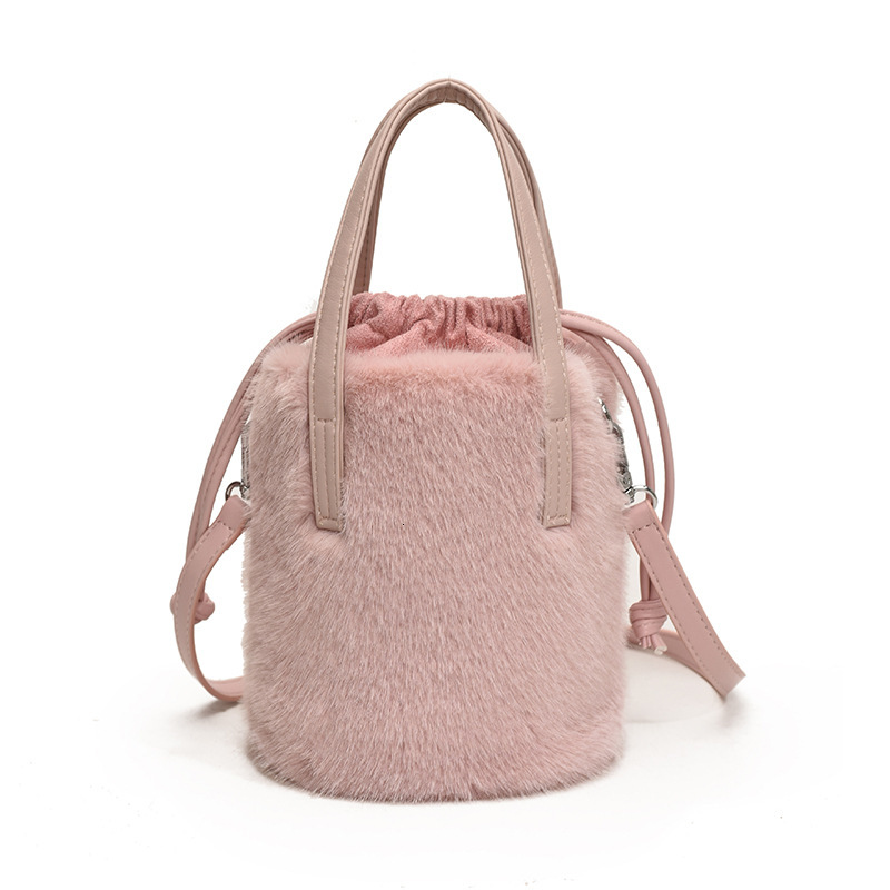 2025S Designer Women S Bag Autumn Winter Bucket For Women New Japanese And Korean Imitation Mink Fur Style Plush Handbag Niche Single Shoulder Crossbo