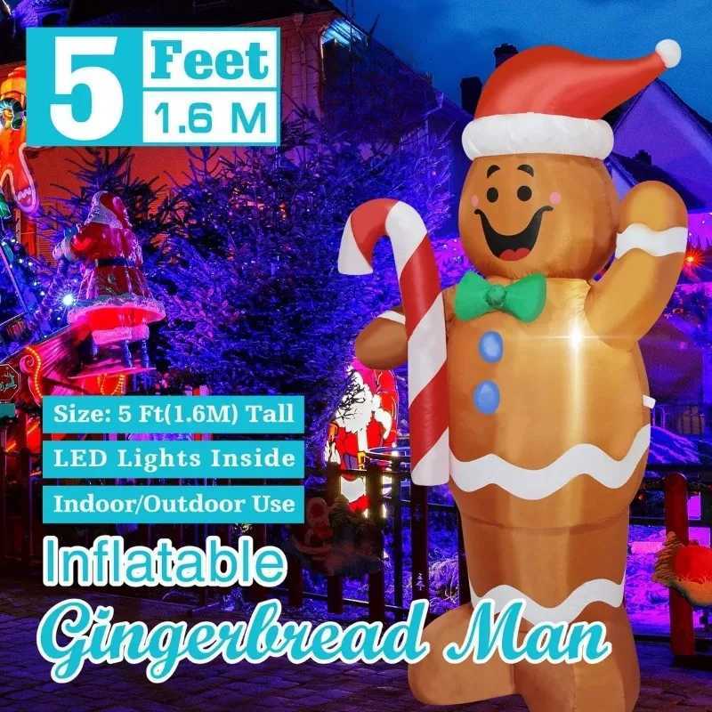 Outdoor Christmas Inflatables - LED Light Snowman Branch Snowman Gingerbread Man Gift Bag Snowman Lawn Yard Decor W251107
