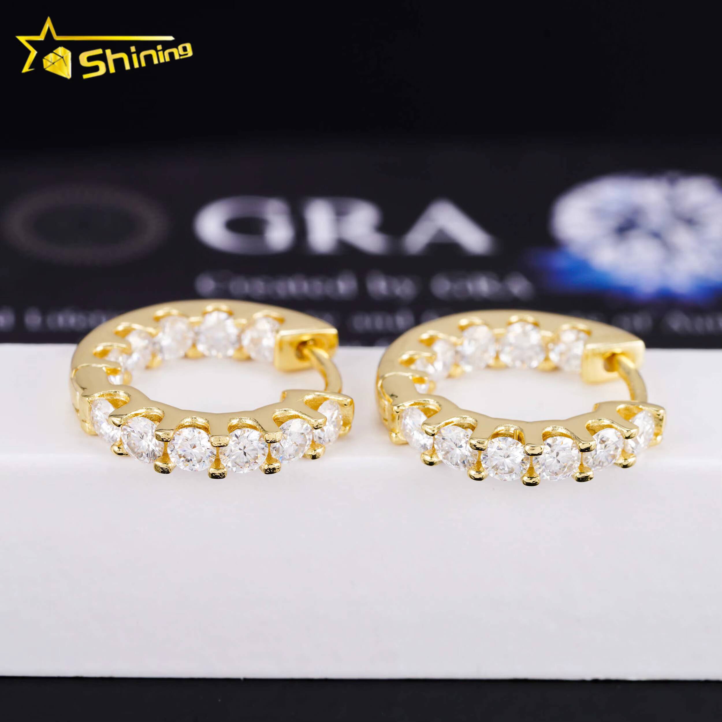 New Arrival Hot Sale Design Tennis Earrings 925 Silver 30mm GRA Moissanite Hoop Earrings Fashion Jewelry