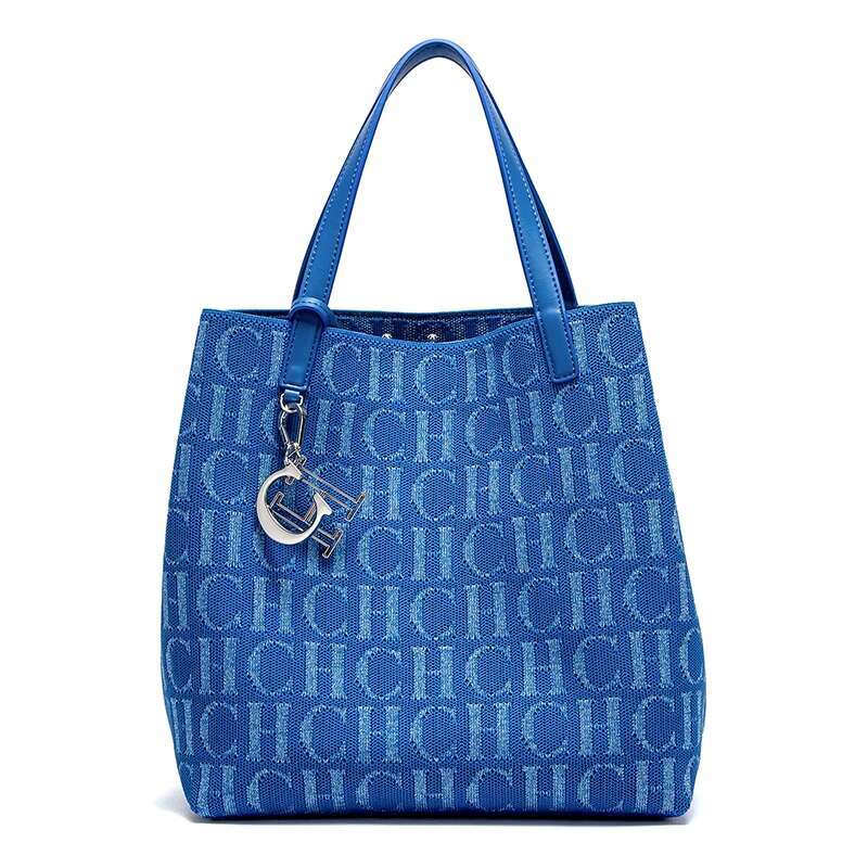 CH Shoulder Simple Solid Colour Letter Print Design Tote Large Capacity Daily Commuter Bag Ladies Crossbod