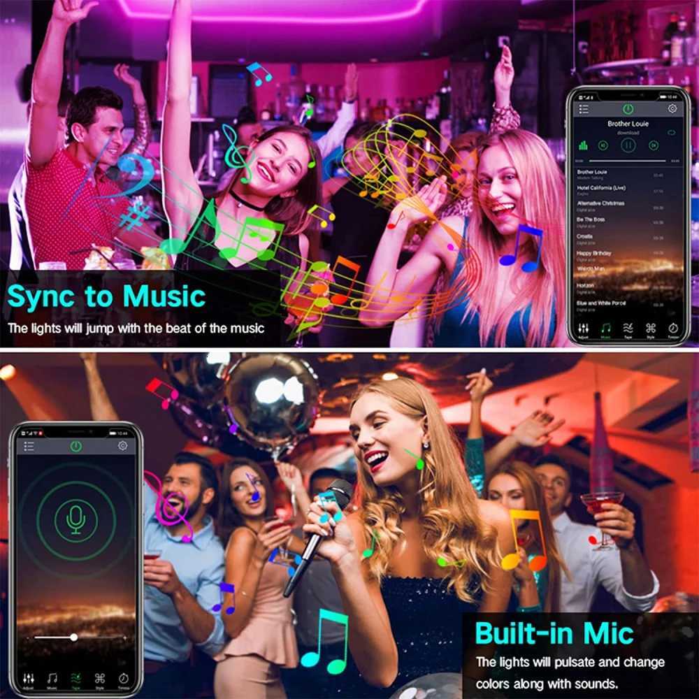 2835 RGB LED Neon Strip Lights Music Sycn APP Control Lights Flexible Lights Kitchen Party Ambient Lights Holiday Decor Lights W251107