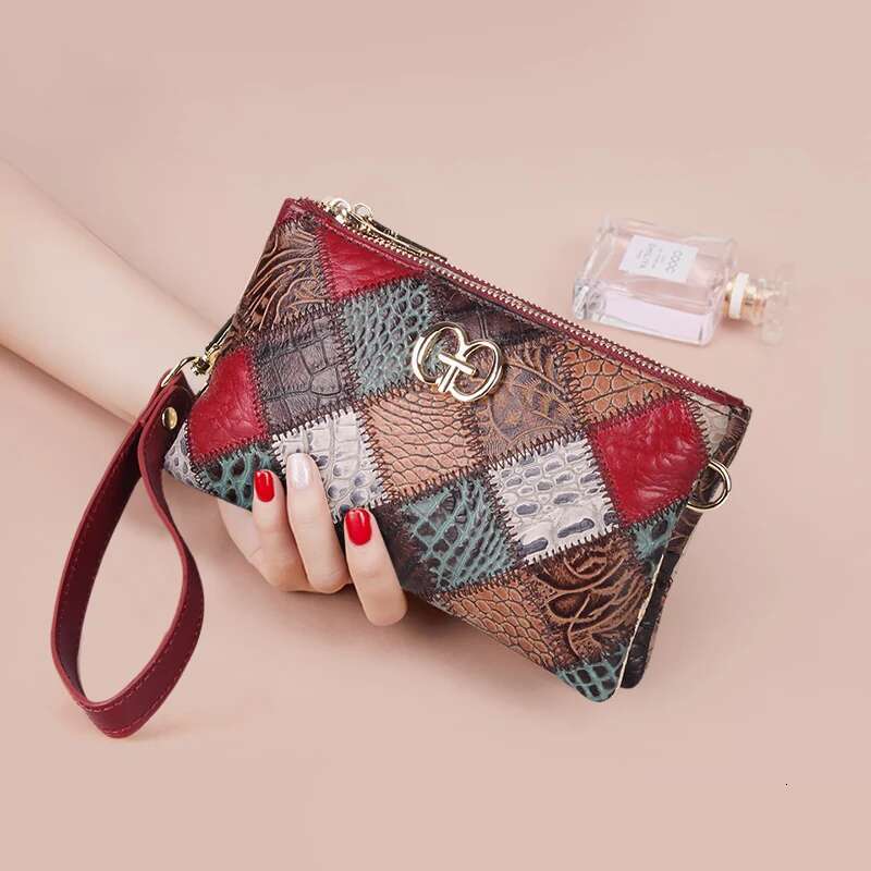 Women Shoulder Bags Genuine Leather Fashion Brand Ladies Cowhide Clutch Bag Design Trend Wallets For Female Double Zipper