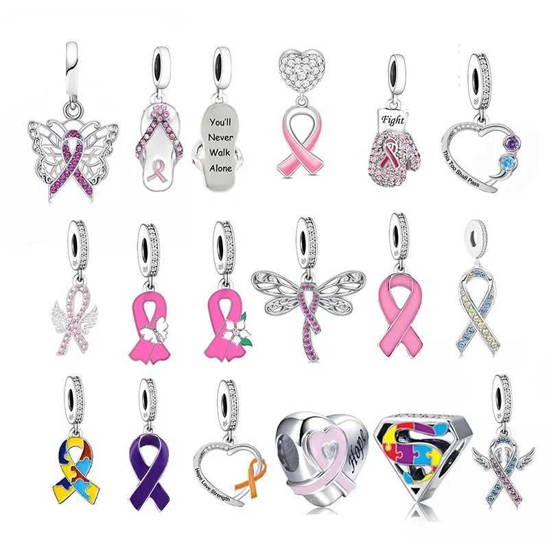 FC Jewelry Fit Original Pan Charm Bracelet 925 Silver Boxing Glove Fight Breast Cancer Awareness Bead For Making BerloqueXJ251107