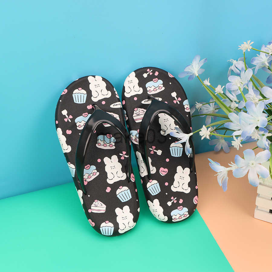 Cute cartoon printed childrens flip flops for summer anti slip outdoor beach sandals J250403