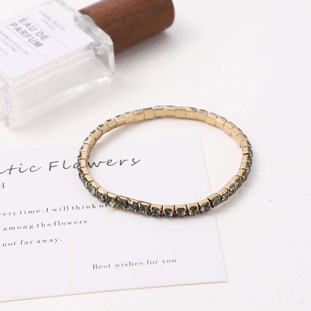 New jewelry set with zircon hot stone bracelet for women, fashionable, simple, high-end, single row full dia tennis chain