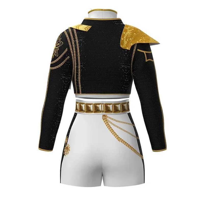 Girls Rumi Zoey Mira Cosplay KPop Demon Hunters Cosplay Costume Children Black Golden Suit Halloween Huntrix Role Playing Outfit W251107