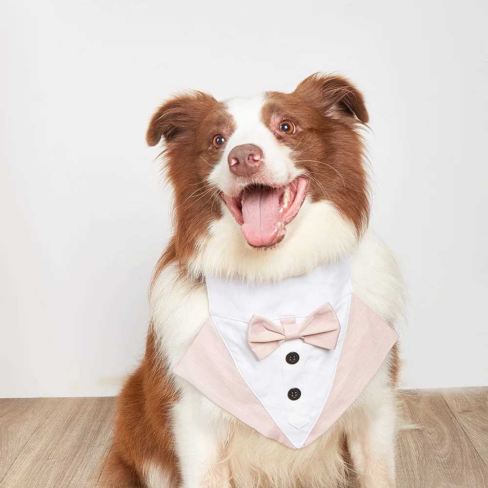 High Quality Sucado dog tailcoat collar adjustable formal pet bandage washable breathable wedding scarf with bow and D-ring used for parties T250407
