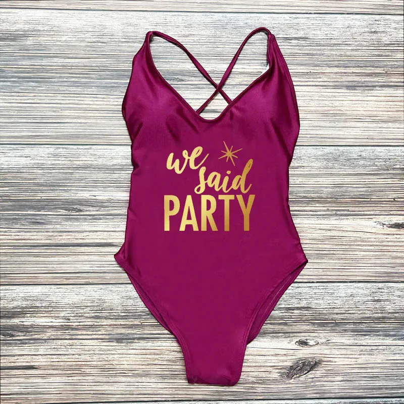 Bachelorette Party onepiece swimsuit womens sexy pad I was wrong Yes summer beachwear 250313