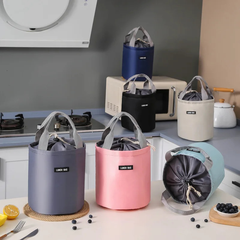 circular bucket lunch box bag student picnic storage large capacity water 250401