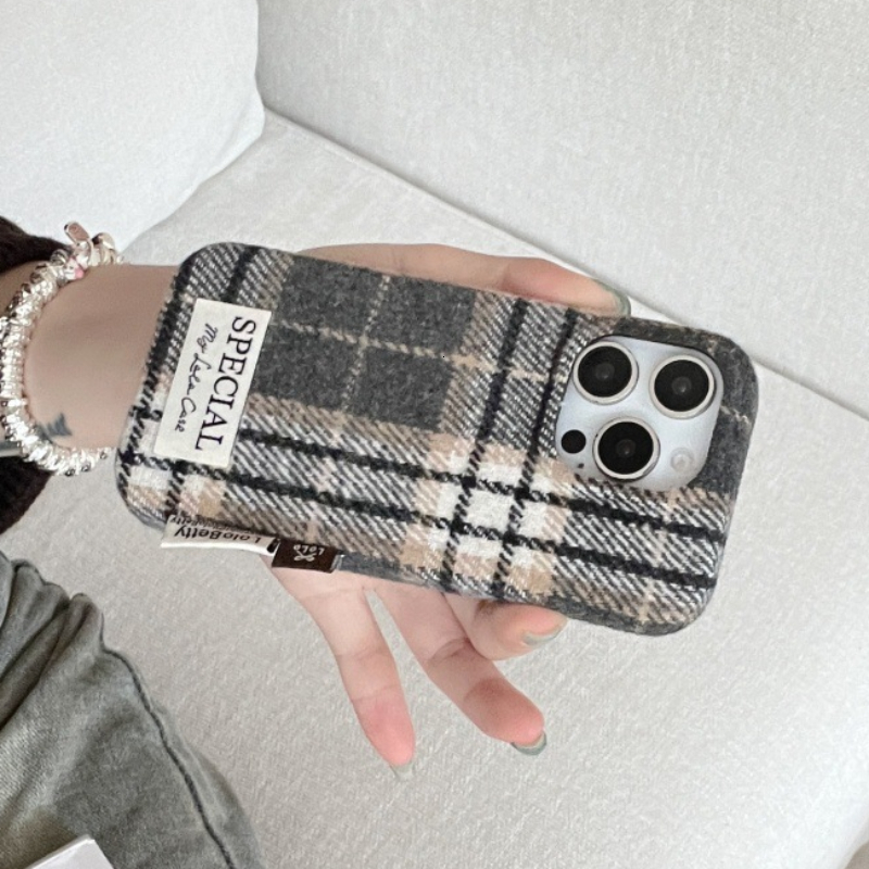 Velvet Color-Block Striped Phone Case Compatible with iPhone 17/16 Pro Simple Anti-Drop 15/14 Niche
