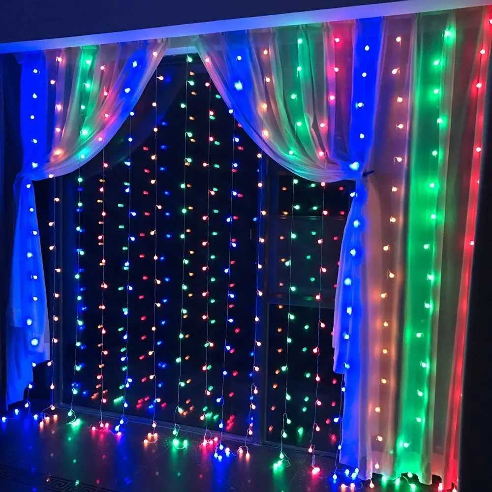 Curtain Light Festoon LED Icicle String Light Connectable New Year Eve Ornaments Garland 3x1/3x2/3x3/6x3m Christmas Decorations W251107