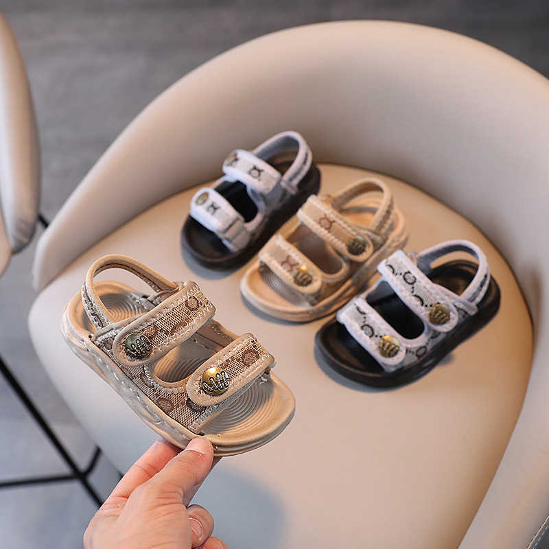 Sandals 25 New boys and girls sandals Children's shoes Comfortable soft soled summer baby shoes Beach shoes casual Q250407
