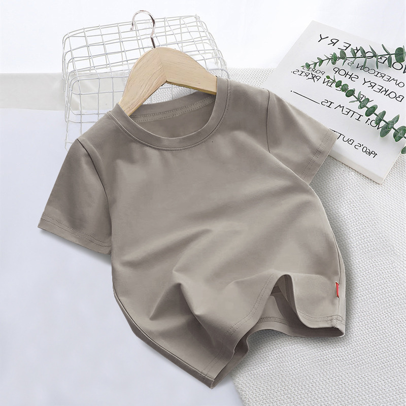 Ddmyshoesvip Korean Version Children S Clothing Solid Color Short Sleeved Soft Men And Women S Baby Round Neck Half Sleeved T Shirt Printed Class Unif