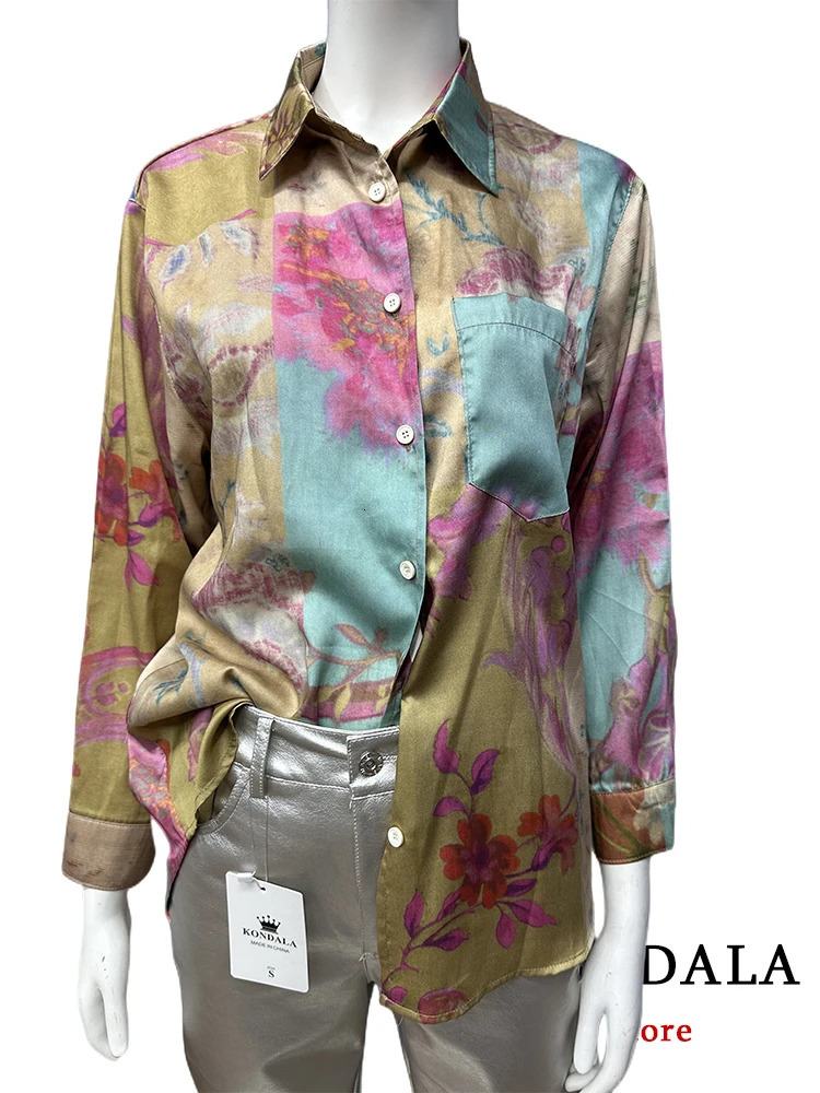 TRAFZA Vintage Tie Dye Print Women Suit Single Breasted Blouse Straight Long Loose Pants Fashion Summer Boho Sets 250313