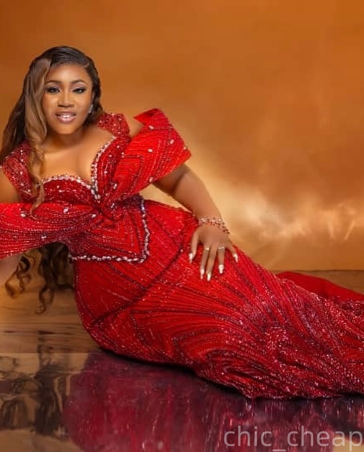 Aso Ebi Dark Red Mermaid Prom Dresses 2026 Beaded Crystals Sheer Neck Evening Formal Party Second Birthday Engagement Gowns Plus Size Dress For Specia