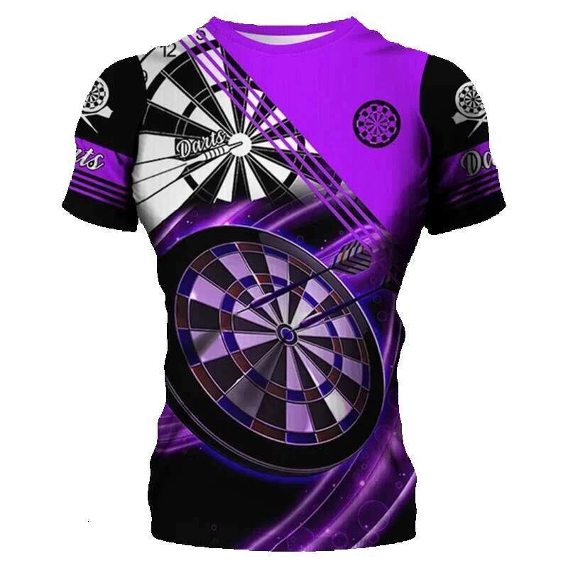 Dart Game Street Short sleeved 3D Printed Red Tie Stained 6XL Large Men's Clothing Summer Casual Top T-shirt