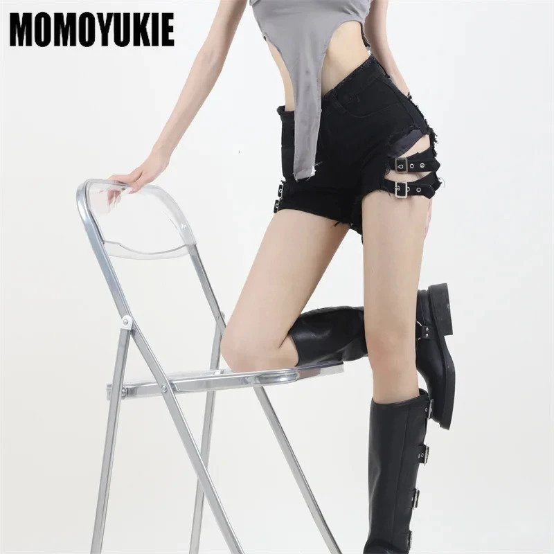 Summer Vintage Trend s Harajuku High Waisted Irregular Denim Shorts Goth Rock Sexy Women Shorts Slimming Versatile 250407