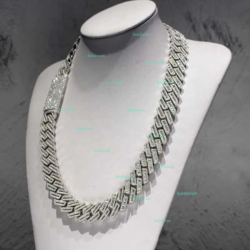 KIBO Hip Hop Jewelry 18MM Sier VVS Baguette Moissanite Dia Cuban k Chain