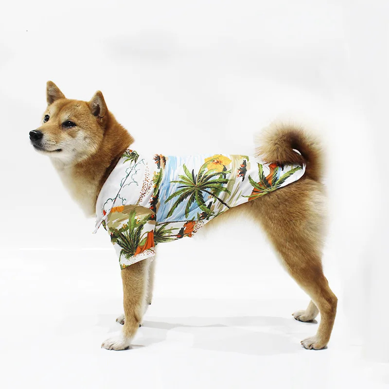 Small and medium-sized dog beach pineapple shirt Hawaiian pet dog cat golden retriever spring and summer season clothing 250407